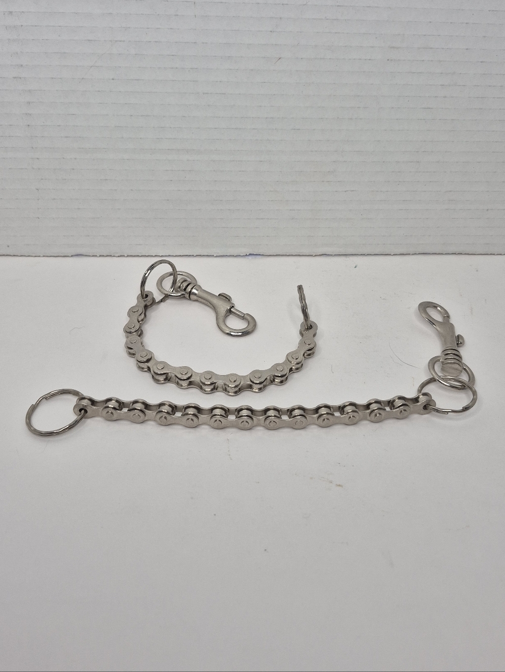 Two Silvery Bike Chain Keyring Wallet Chains 10 inch Approx.